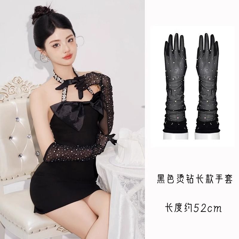 Black Rhinestone Long Gloves Vintage Photo Shoot Evening Dress Wedding Dress Mesh Dark Halloween Birthday Photo Gloves Black Rhinestone Long Gloves Vintage Photo Shoot Evening Dress Wedding Dress Mesh Dark Halloween Birthday Photo Gloves