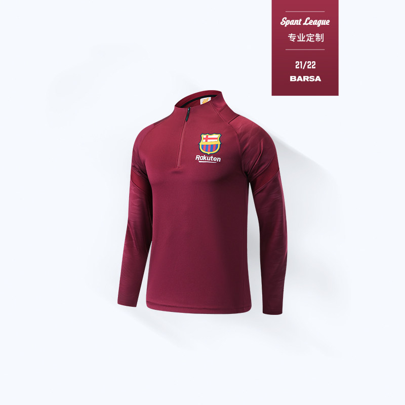 2122 Barcelona football training suit autumn and winter warm custom jersey sports long-sleeved suit men's Messi match team uniform