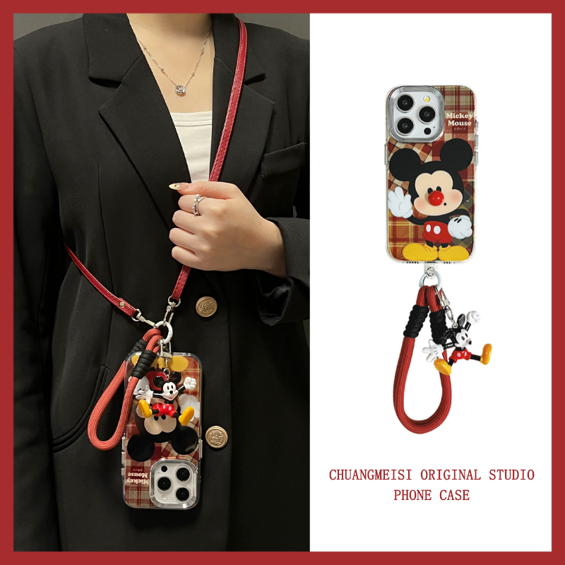 Zhige Cartoon 3D Red-Nosed Mouse Pendant Suitable for Apple 16 Pro Max Phone Case iPhone 15 Pro Creative 14 Pro Niche 13 Pro Shockproof 13 Pm Crossbody 15 Women's Model