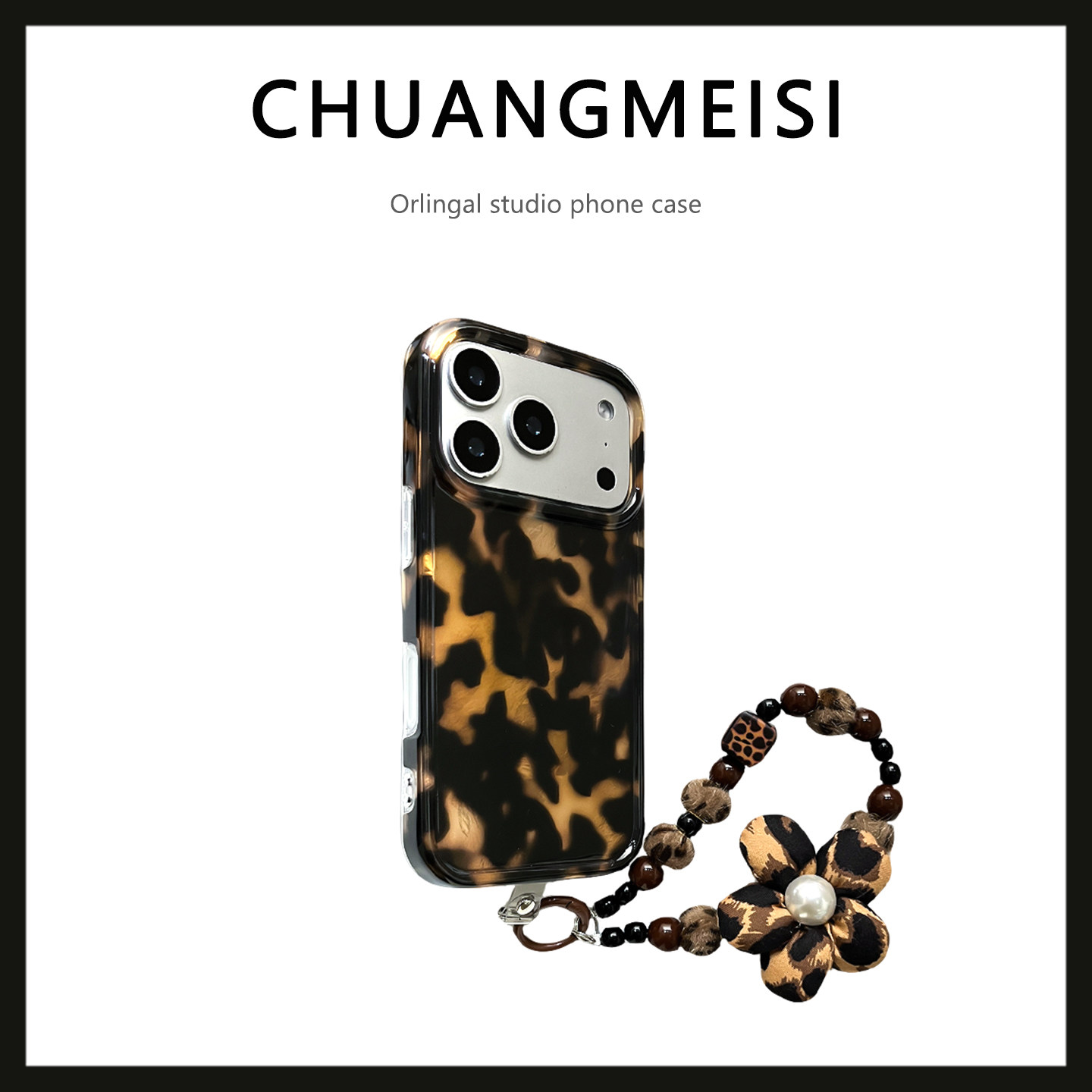 Zhige premium black and gold leopard print crossbody case for Apple iPhone 17 Pro Max, iPhone 16 Pro Max, with bracelet, personalized protective case for iPhone 15 Pro, iPhone 14 Pro Max, trendy and drop-resistant.