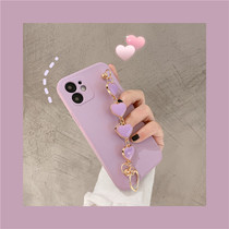 Grass purple love bracelet Apple 12 phone case 11promax liquid silicone 8plus anti-drop iPhoneX all-inclusive lens 12pro temperament 7p net red soft shell Xsm