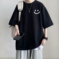 2025 Summer New Short-Sleeved T-Shirt for Men, Loose and Versatile, Trendy Brand Half-Sleeve T-Shirt, Casual Top for Students