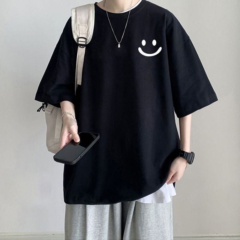 2025 Summer New Short-Sleeved T-Shirt for Men, Loose and Versatile, Trendy Brand Half-Sleeve T-Shirt, Casual Top for Students