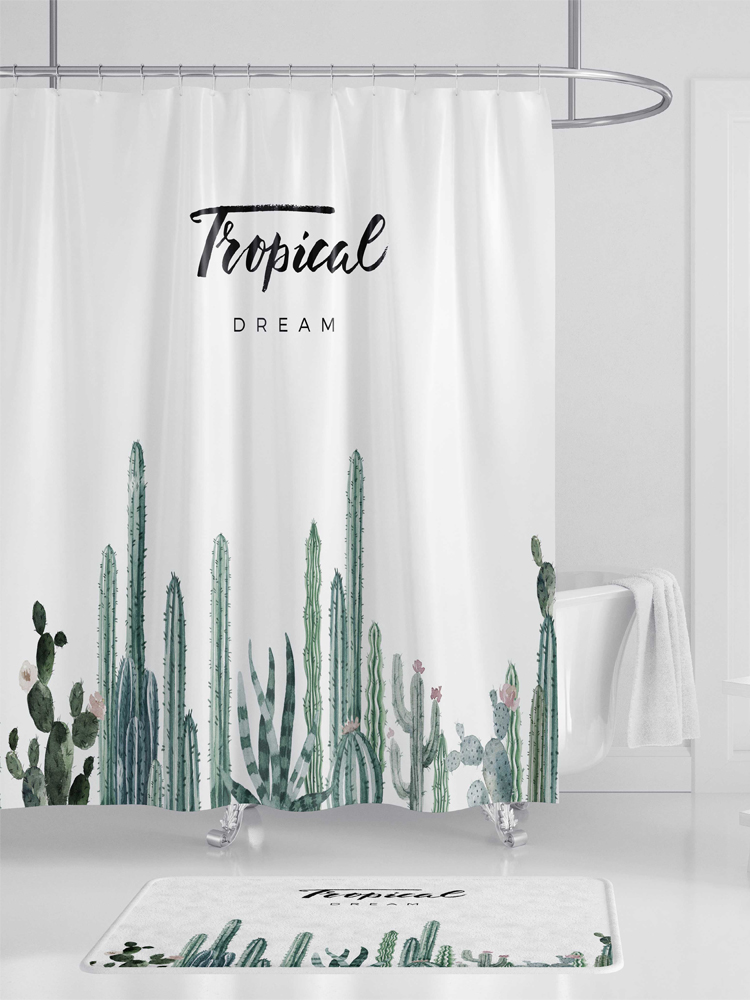 Nordic waterproof and mildew thickened shower curtain set free hole powder room curtain door curtain Bathroom bath partition window