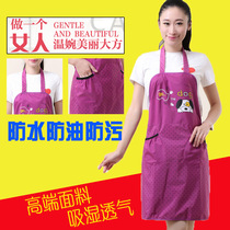 Apron Korean fashion cute kitchen thickened work clothes waterproof and oil-proof cooking coat adult anti-dressing clothes