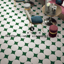 Nordic Semicircle Small Flower Brick Restaurant Kitchen Balcony Bathroom 300X30 Non-slip Floor Tile Green Parquet Net Red Tile