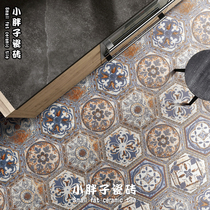Nordic colored hexagonal tiles tiles Kitchen restaurant bathroom floor tiles homestay background wall tiles retro colored tiles