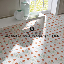 Nordic net red color flower brick 30 kitchen toilet balcony anti-slip abrasion resistant floor tile art background wall brick flower sheet