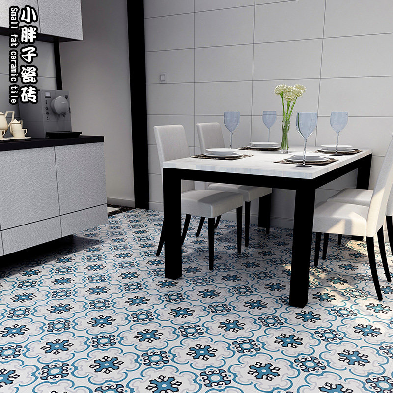 Blue Green Parquet Flower Brick Imitation Ancient Brick Kitchen Toilet Wall Brick 300 Floor Tiles Nordic Minima Modern Full Tile-Taobao