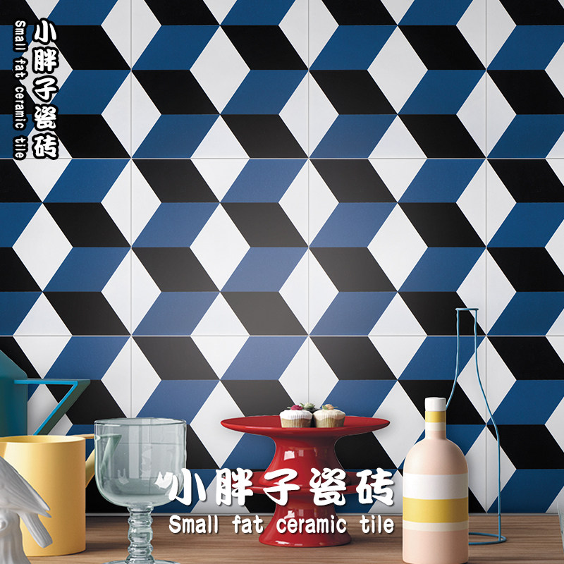 Nordic rhombus 300 Flower brick chain Minjuku hotel Tile Kitchen Dining Room Bathroom toilet non-slip small floor tiles