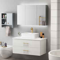 Nordic wind light luxury bathroom cabinet toilet wash basin combination household sink face sanitary ware bathroom hanging cabinet