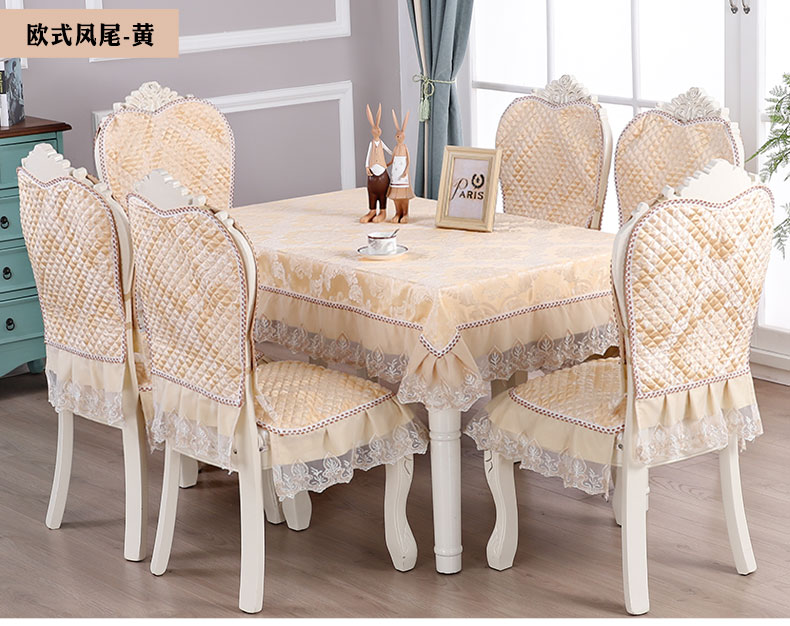 Ghế ăn châu Âu đệm khăn trải bàn vải hình chữ nhật Bàn ăn bọc ghế tròn bàn vải bọc ghế đặt nhà khăn trải bàn đẹp