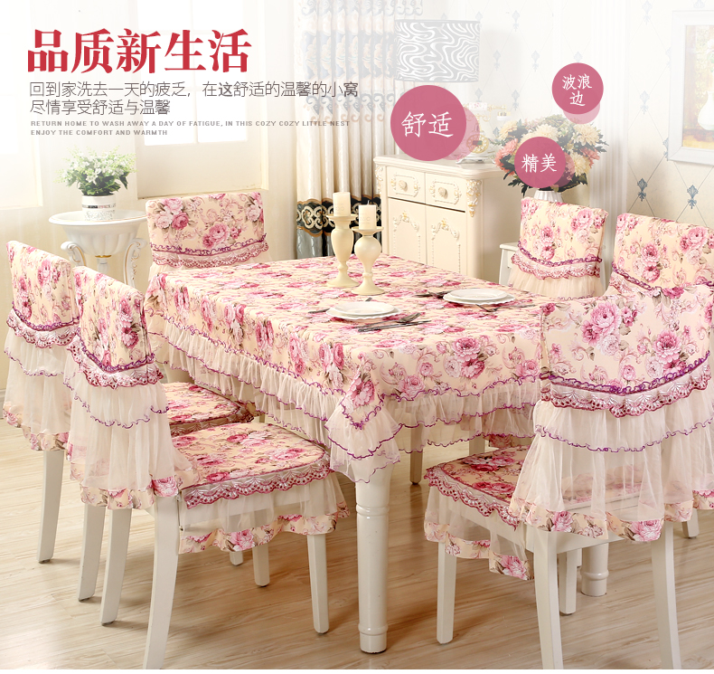 Bàn cà phê khăn trải bàn vải châu Âu Bàn vải bọc ghế đệm đặt ghế bao gồm ghế ăn bìa hộ gia đình khăn trải bàn hàn quốc