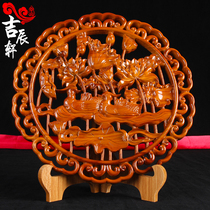 Peach Wood lotus flower Mandarin duck ornaments increase husband and wife relationship wedding gifts gift gifts move