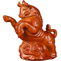 Peach wood cow ornaments wood carving cow Lunar New Year craft decorations desk room living room entrance hall ornaments zodiac cow