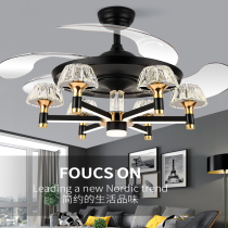 European light luxury invisible fan lamp Ceiling fan lamp Living room Dining room Bedroom Household modern live fan chandelier one