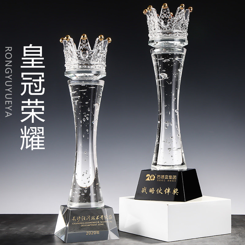 Crown Creative Crystal Trophy Medal Custom-made Bubble Cylindrical Lettering Enterprise Excellent Staff Annual Meeting Awards