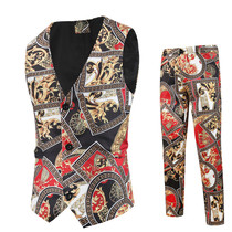 Mens Suit Two-piece Printed ( Pants   Vest) High-end Fashi