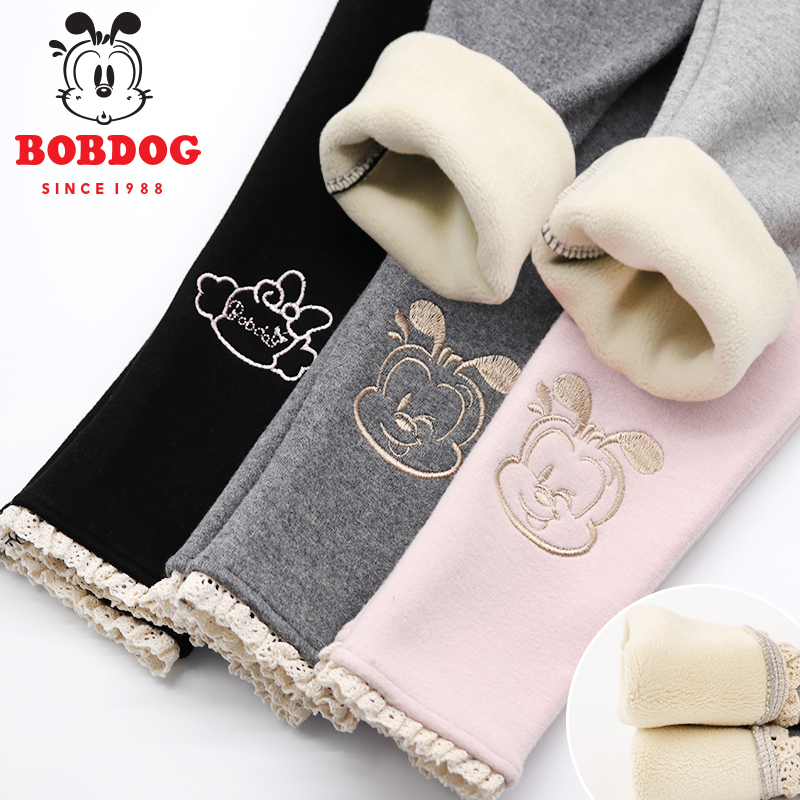 Babu bean girl leggings autumn winter plus velvet plus thick outside wear foreign thin velvet baby autumn and winter wear integrated velvet pants