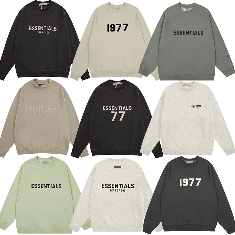 Fog Essentials Flocked 1977 Round Neck Loose Fit Couple's Autumn Winter Fleece Cotton Sweatshirt Trendy Unisex