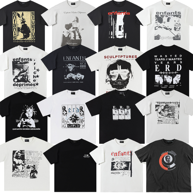 Erd Melancholic Rich Second-Generation Vintage American Niche Trendy Retro Short-Sleeve Couple Loose T-Shirt for Men and Women Summer Erd Melancholic Rich Second-Generation Vintage American Niche Trendy Retro Short-Sleeve Couple Loose T-Shirt for Men and Women Summer
