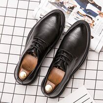 2022 new brogue mens shoes Korean version of business formal wear casual British mens heightening trend wedding leather shoes