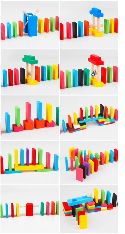 Trường tiểu học Dominoes Đồ chơi giáo dục dành cho trẻ em Trí thông minh Bộ não dành cho người lớn Trẻ em trai và Cô gái Trò chơi Khối xây dựng lớn - Khối xây dựng