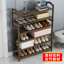 Shoe rack Shoe cabinet Household door simple multi-layer bamboo dormitory door solid wood storage shelf into the door to save space