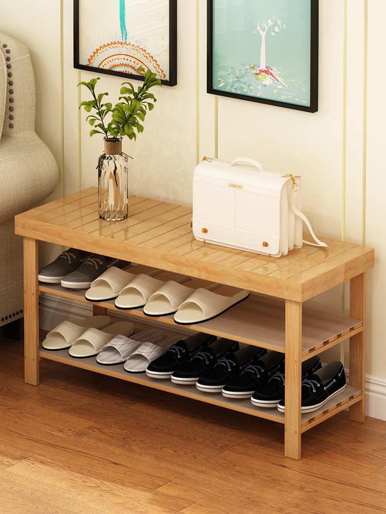 Shoe rack Simple household indoor good-looking space-saving economy solid wood can sit on the shoe cabinet Bamboo storage artifact shoe stool
