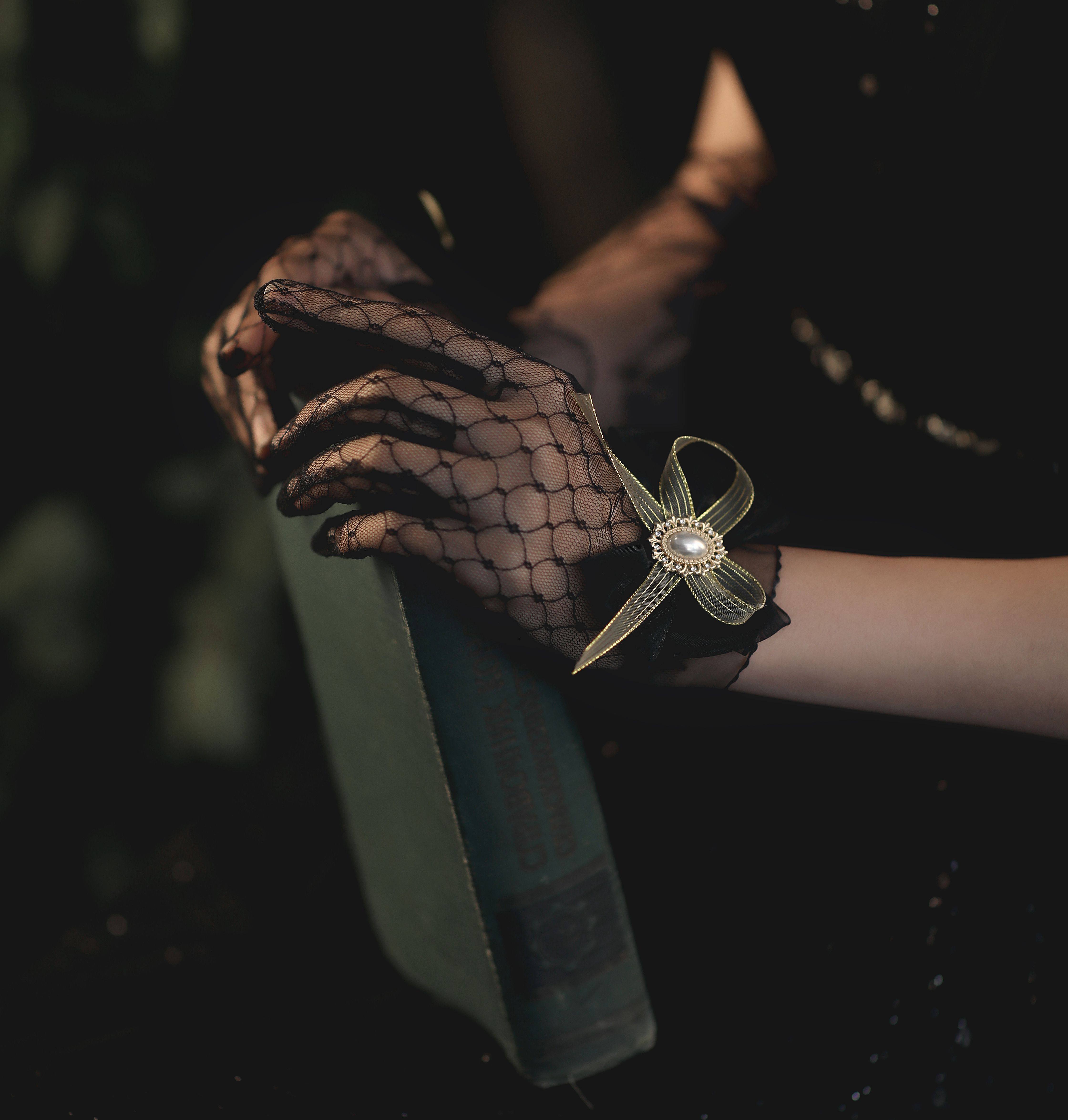 Bottom black sexy lace lace lace vintage elegant bride wedding dress banquet banquet evening accessories gloves