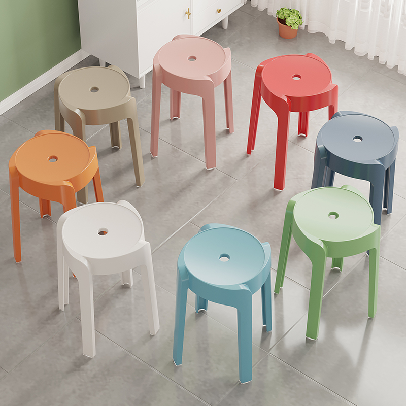 Plastic chairs can be stacked with living room dining bench table Simply modern Nordic simple red chair small stool