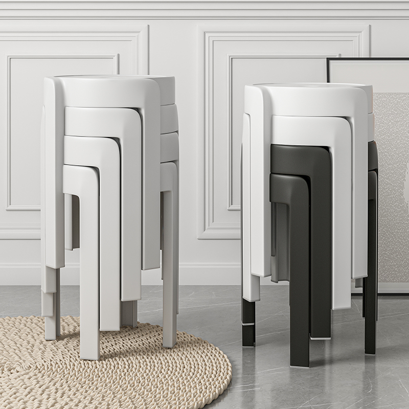 Plastic stools Home thickened stackable windmill round stools Simple modern high stool dining table Bench spare chair