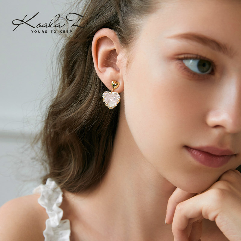 Fairy Temperament Fresh And Sweet Girl Sensation Romantic Pink Gradient Loving Zircons Earrings Without Ear Clip-Taobao