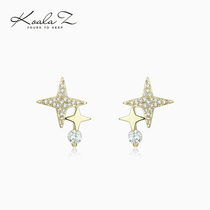 Bright and dazzling star four-pointed star zircon earrings without ear holes ear clips simple daily small and exquisite commuter models