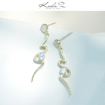 European and American style cold simple design S serpentine gold inlaid zircon stud earrings painless no ear pierced ear clip female