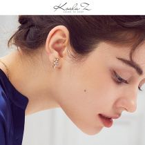 Simple commuter personality Fashion Design square geometric stitching zircon earrings earrings earrings earless ear clip exquisite small