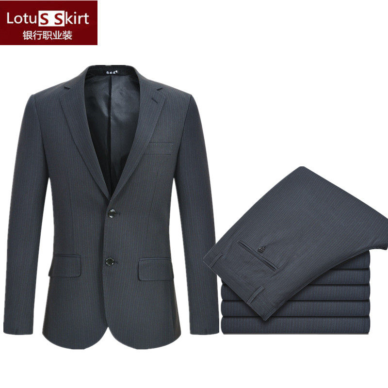 Agricultural Line New Line Clothes Men Suits Suit Agricultural Bank Blue Green Stripe Work Clothes to Work Overalls Overalls