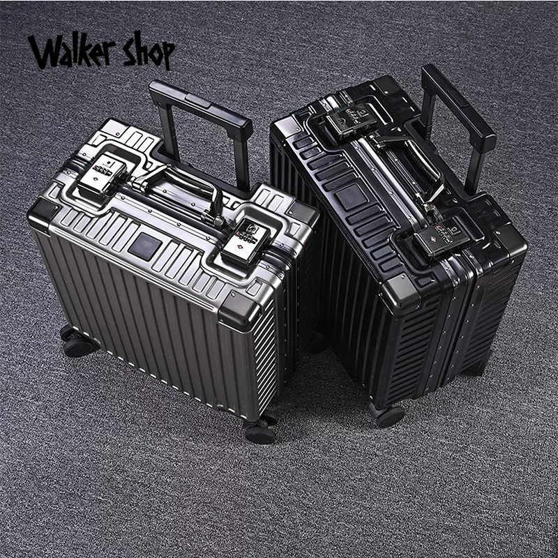 Магазин WALKER Okoso роскошный бренд алюминиевый каркас против износа деловые чемоданы 18 дюймов пароль фиксация шток чемодан