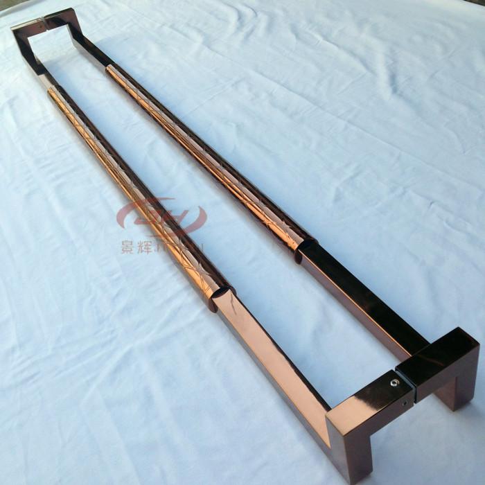Glass door handle rose gold stainless steel door handle double opening sliding door wooden door European style handrail Chinese modern
