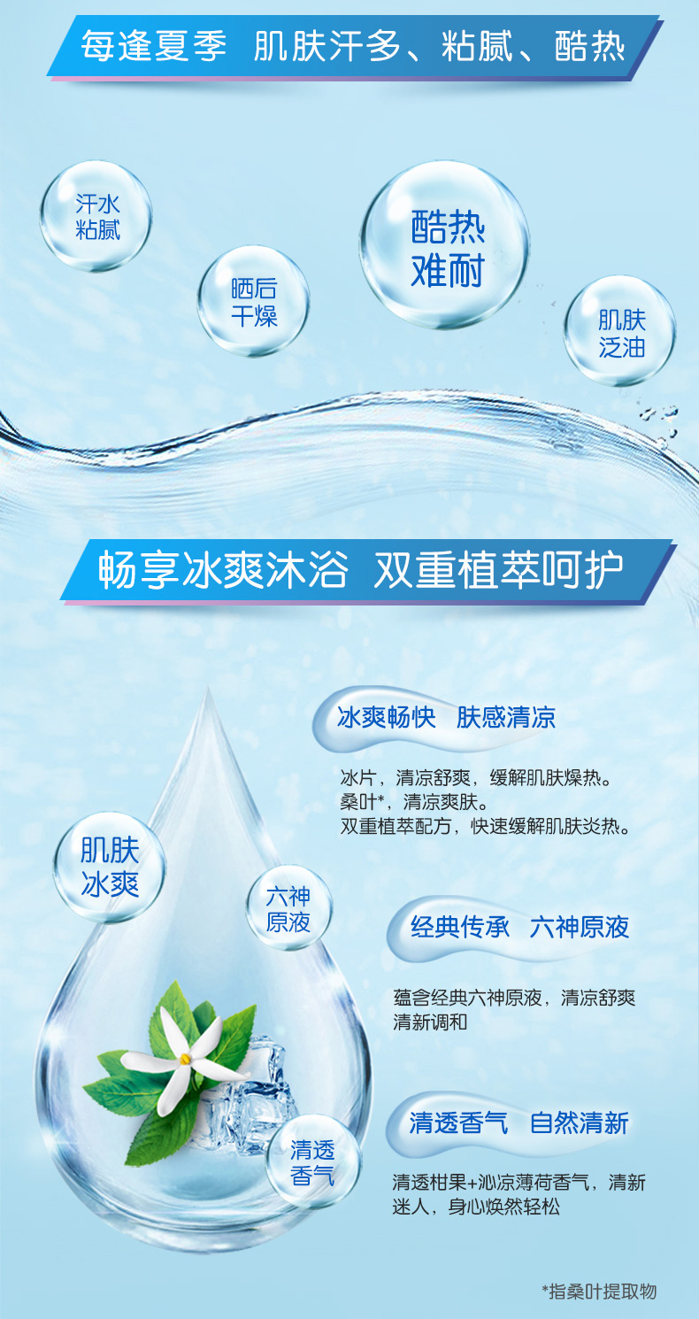 六神 冰凉超爽沐浴露 1L*2瓶 图3