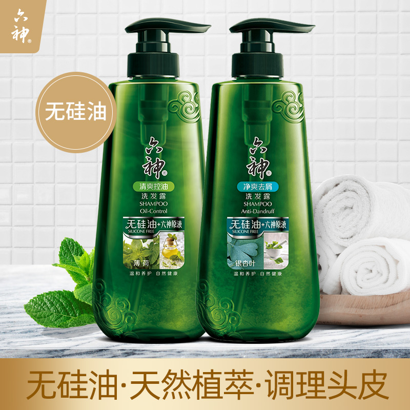 Liushen silicone-free shampoo Ginkgo dandruff mint oil-control anti-itching shampoo 450ml*2 bottles