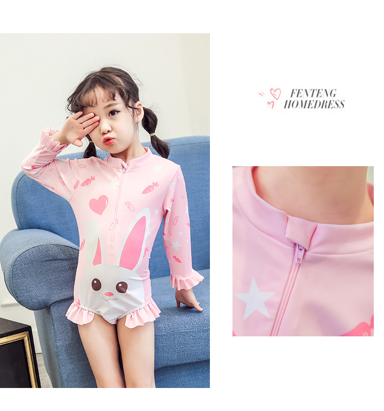 Đồ bơi trẻ em gái Xiêm dài tay chống nắng Cô gái nhanh khô trẻ em 3-4 tuổi Đồ bơi trẻ em nữ 1-3 tuổi - Bộ đồ bơi của Kid bikini trẻ con