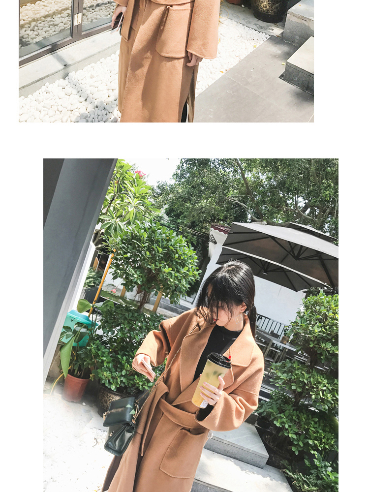 Trên đầu gối áo len lông cừu mùa đông mới mỏng giảm béo đậu đỏ áo dài khí chất nữ áo khoác len mỏng
