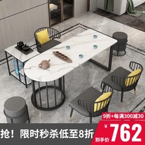 Light luxury rock board tea table and chair combination Office tea table Simple modern tea drinking Kung Fu tea table Household small tea table