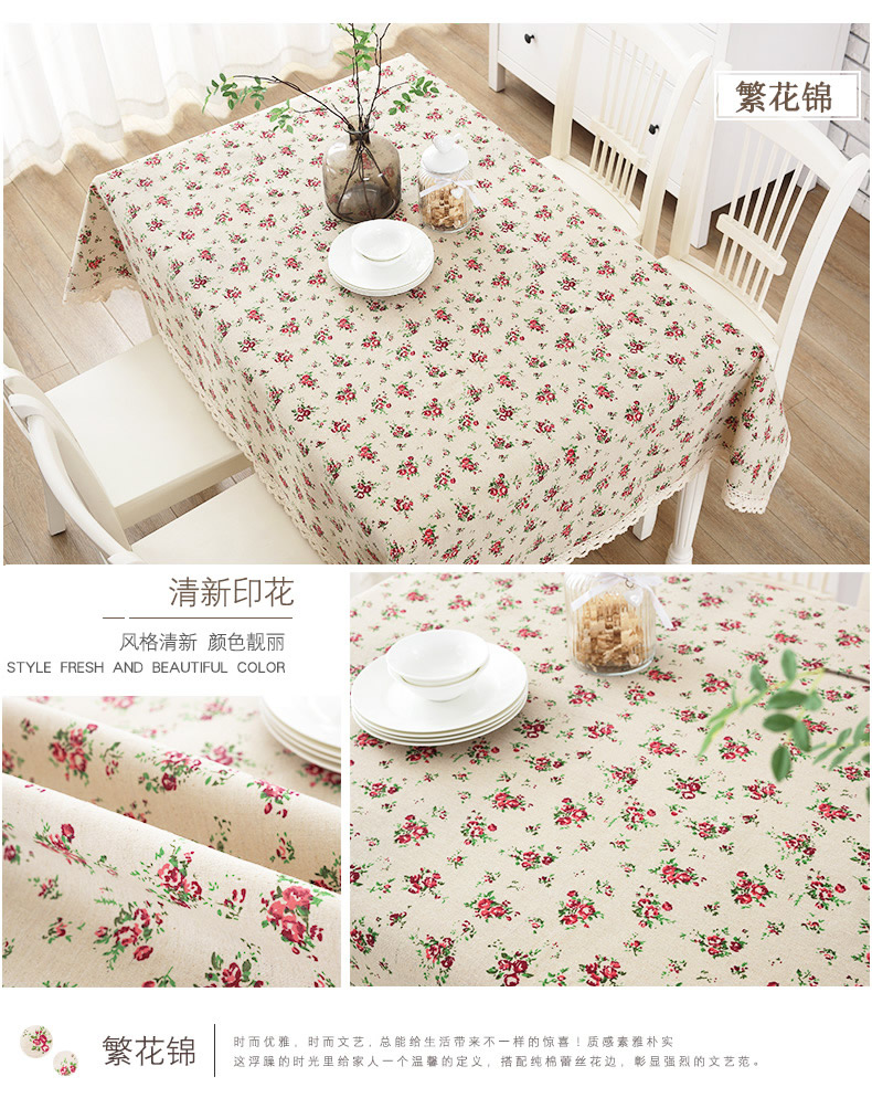 Khăn trải bàn bằng vải cotton không thấm nước đơn giản theo phong cách Nhật Bản sân vườn gió nhỏ tươi hình chữ nhật bàn cà phê khăn trải bàn bằng vải khăn lót bàn phòng khách