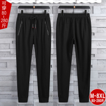 Sports pants mens casual spring and autumn winter tide Black Joker plus fat plus size loose fat fat guy long pants