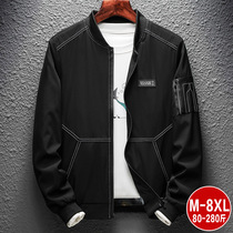 Coat mens Korean version of the trend plus fat fat fat Spring and Autumn Winter baseball jacket Joker round neck clothes