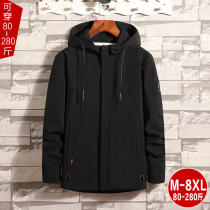Spring and Autumn Extra Large Sports Jacket Male Fatty Plus Size Casual Thick Top Fat Hooded Coat Tide