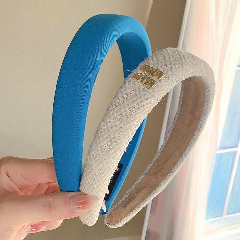 images 11:French retro blue hair hoop female wide-brim anti-skid hoop head hoop hoop red cranial top hair card hair tied headdress