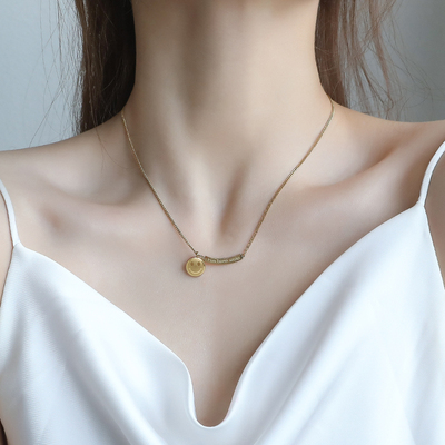 【璐菲】笑脸项链女锁骨链钛钢不掉色